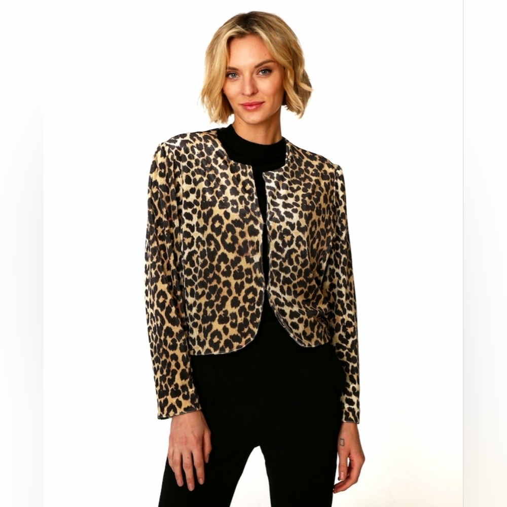 Milly Of New York Designer Jacket Animal Cheetah Print Blazer Coat Women 4 Small
